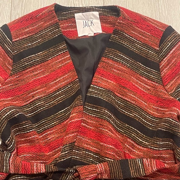 JACK by BB DAKOTA Lined Long Sleeve Tie Belt Open Wrap Tweed Sweater Blazer L - Picture 8 of 11